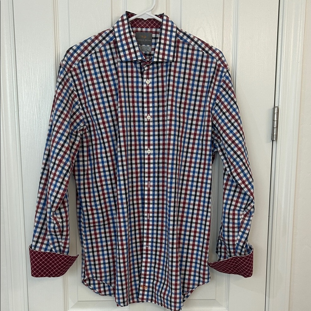 Thomas Dean Men's Multicolor Checkered Shirt, l